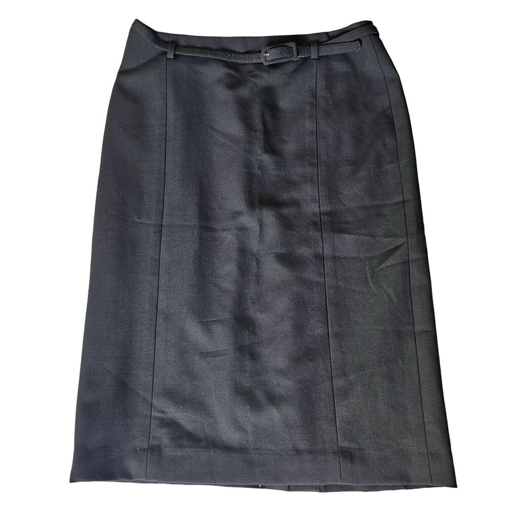 Talbots Women's Black Belted Pencil Skirt lined size 8